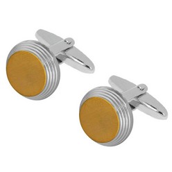 Gold and silver round cufflinks in gift box
