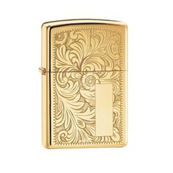 High polished brass zippo lighter with venetian imprint