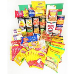 2x 1kg Maize Meal, 1x 400g Saldanha / Glenryck / Lucky Star Pilchards in Tomato Sauce, 2x Packets Imana Soup, 1x 20's Baxton's Star Pops, 6x 15g Jaba powdered Chicken stock, 1x 400g Dursots Spaghetti & Meatballs, 1x 400g Dursots Beans & Viennas, 1x 410g Everyday / Divine Baked Beans in Tomato Sauce, 1x 410g Everyday / Divine Tomato & Onion Mix, 1x 410g / Dursots Spaghetti in Tomato sauce, 1x 410g Everday / Divine Mixed Vegetables, 1x 410g Everyday / Divine Processed Peas, 1x 410g Super Fruits Pe....