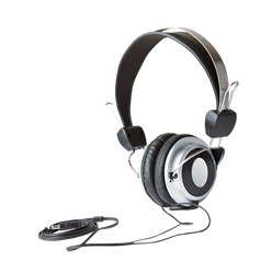 Black Headphones with comfortable ear pads, 3.5mm audio jack, 120cm PVC cord, ABS head band with stainless steel