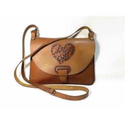 Heart design genuine leather cluth bag