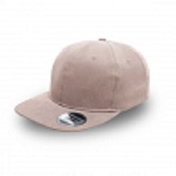 Heavy brushed cotton snapback 6 panel structured cap with embroidered slef colour eyelets and flat peak