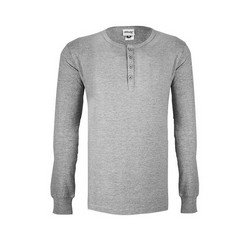 Ribbed Crew neck with front placket detail, ribbed cuffs, weight 180gsm, 100% combed cotton, single jersey knit