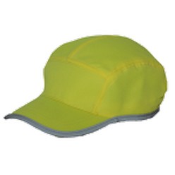 Hi Vis Soft Cap with binding, fabric 100% polyester, structureed front panel, reflective binding trim, refelective velcro strap