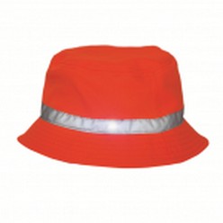 High vis bucket hat, fabric 100% polyester, reflective binding on crown, sizes - small - large