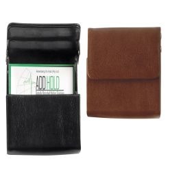 Italian leather Business Card Holder with horizontal flip up lid, moulded frame, in gift box