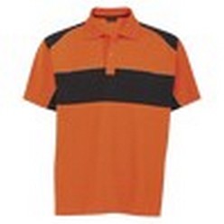 Imola Golf Shirt: Pit-lane look in three colourways with high-viz detailing. Contrast chest and shoulder insert trimmed with reflective piping. Contrast taping on check and side slits. 200g 60/40 Cotton rich single jersey, Two button placket, double top-stitched hem & sleeve