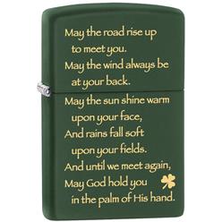 Irish bling zippo lighter with a message written on it