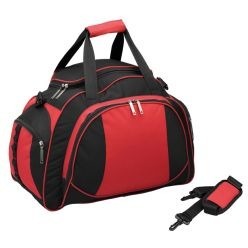 600D and Ripstop with a Velcro handle, contrast piping, metal zip pullers, adjustable shoulder strap, front zip compartment and a side zip compartment.