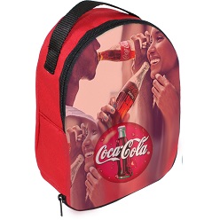 Lunch cooler bag with inner foil lining and top zip closure and carry handle