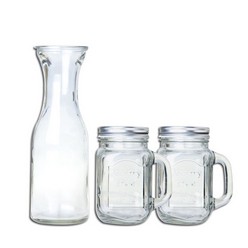 If you are looking for some new jars, you are at the right place. Giftwrap offers Carafe and Mason jars in a three piece set. These are beautiful jars that you can use in your homes and offices. The big jar have a capacity of 1 liter while the other two have a capacity of 450 ml. These jars are available in transparent color and at a very affordable price.