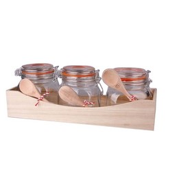 These hermetic Jars are an excellent storage component for your house. They are made of glass and come with a wooden tray of dimensions 115 x 115 x 125 mm. Having a capacity of 750 ml each, they serve well in the kitchen or in any other place you can find a use for them. They are pretty standard in design and come with no customizations and turnaround time. Overall, a complete package which can store a lot of things.