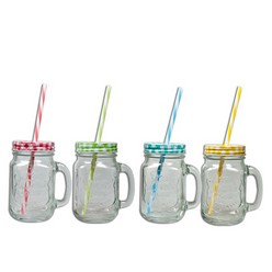 Are you looking for jars that can also be used as glasses? You are the right place because Giftwrap offers glass jars with colorful lids and straws to fulfill all your glass jar and drinking glass needs. These are best for beverages and storing other items. The air tight lid ensures that the stored item remains fresh inside. The transparent glass makes it easier to identify what is inside the jar.