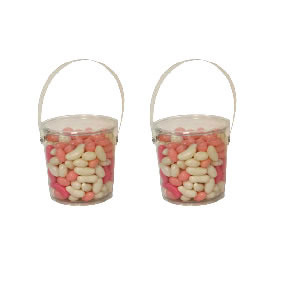 A soft PVC round bucket made with plastic handle with a full-color label on the lid. Our Jelly Beans in bucket is a new age method of packaging. The buckets are used to package the jelly beans. This new age packaging technique increases the shelf life of the jelly beans, it promotes an increase in the number of varieties. The PVC bucket is transparent, light and pleasing to the eyes.