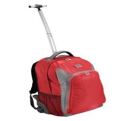 A 1680 Denier trolley laptop backpack fits most 17inch laptops a handle that can extend wheels for easy movement side mesh pockets front zipped pocket main compartment carry handle backpack carry straps.