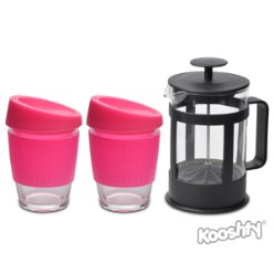 The Kooshty Kup, with its colourful silicone lid and grip band, is a fun and practical glass cup for the home or the office, and is ideal for those on-the-go moments, fitting comfortably inside your vehicle’s cup holder. The ergonomically designed, splash safe silicone lid ensures no mess and no fuss. It is bright and colourful and easy to drink from. The funky silicone band keeps your drink warmer for longer and provides a firm grip of the glass. Made from strong borosilicate glass, the Koosh....