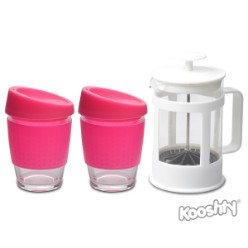 The Kooshty Kup, with its colourful silicone lid and grip band, is a fun and practical glass cup for the home or the office, and is ideal for those on-the-go moments, fitting comfortably inside your vehicle’s cup holder. The ergonomically designed, splash safe silicone lid ensures no mess and no fuss. It is bright and colourful and easy to drink from. The funky silicone band keeps your drink warmer for longer and provides a firm grip of the glass. Made from strong borosilicate glass, the Koosh....