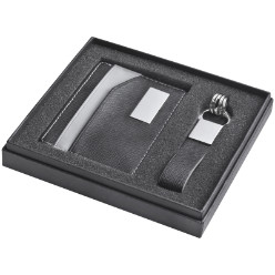 Gift set with a key ring and matching card holder / wallet, packed in a gift box