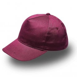 Kiddies 5 Panel: 65% Cotton/35% Polyester, Embroidered eyelets, pre curved peak, self-fabric velcro straps, Size 54/55cm, 2 needle stitch poly cotton sweatband, 5 panel structured (promo buckram)