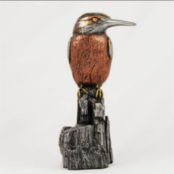 Recycled aluminium kingfisher statue