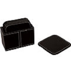 6 Piece coaster set, koskin material with white top stitching
