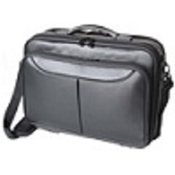 Koskin laptop bag holds 15, 6 inch laptop with retractable handle fits onto luggage frame, includes 4 compartments with organisers and padded laptop compartment made from koskin material