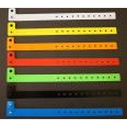 L-Shape plastic wristband, minimum quantities = increments of 50 units per colours