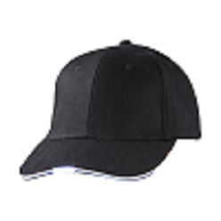 LED lights are inserted at the peak of 6 panel brushed cotton cap, five strong LED lights are controlled by a button underneath the peak
