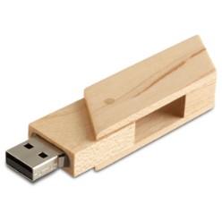 Sleek and trendy wooden swivel 16GB USB: Type 2 Packaged in a transparent PVC box
