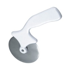 Stainless steel pizza cutter with white handle, Stainless Steel