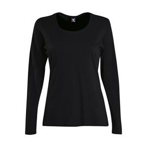 This is the Ladies 150g Fashion Fit T-Shirt - long sleeve which is available in S, M, L, XL, 2XL, 3XL with colour variations of charcoal, graphite melange, white, navy, black