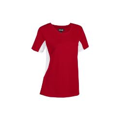 160g/m2 100% polyester Birdseye short sleeve with panel detail at sleeves and sides ï¿½ self-fabric crew neck