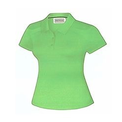 100% Climalite dri-fit polyester with ladies shoulder panel design, reglan for comfort, fashion collar with spandex
