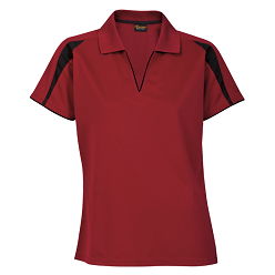 Sporty and Stylish. Knitted collar with flattering v-neck design, with contrast tipping. Contrast colour carried through to sleeve insert and cuff tipping. 160g, 100% Polyester, lightweight fabric, Double top-stitching on hem & sleeves