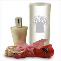 Ladies Gift Pack with 1 silk or cotton scarf, 1 hand cream, 1 pearl bracelet packed in a recycled tub