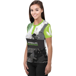 Ladies Henley Short Sleeve T-Shirt with Sublimation