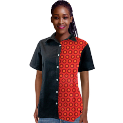 Ladies Short Sleeve Shirt with Shweshwe Panel 