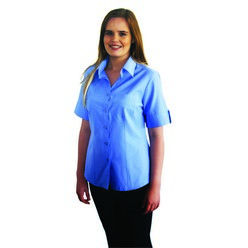 Ladies Sicily Pin Stripe:110gsm polycotton poplin fine weave fabric, Short sleeve cuff with tab detail, tailored form fitted darts, left chest pocket, mens short & long sleeve to match ladies