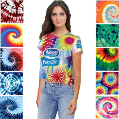 Ladies Tie Dye Crew Neck T-Shirt Crop Top with Sublimation Print