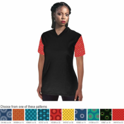 Ladies V-Neck T-Shirt with Shweshwe Sleeves