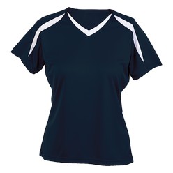 Ladies flux shirt: 145g 100% polyester with moisture management: e-Dri, available in four colours, slide slits