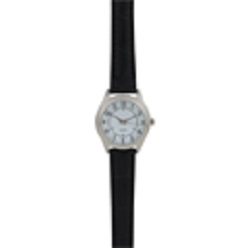 Basic leatherette strap with white face and silver casing