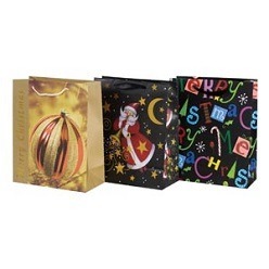 Large Foil gift bags with various different designs that can be used for Christmas gifts.