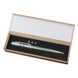3-in-1 Metal laser pointer. ball pen. and LED light in a beautiful wooden gift box. Always leaves a lasting impression