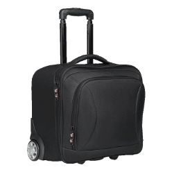 600D refinded nylon material, trolley wheels, holds most 15inch laptops