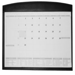 Black Nappa Leather Desk Blotter with detailed stitching, in gift box, calender not included