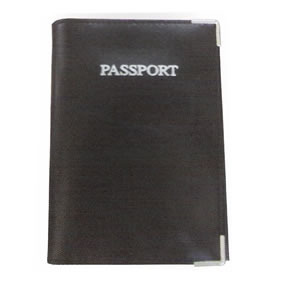 Black Leather Passport Cover with silver trims