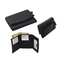 Genuine Leather, Press Button Closure, ID / Photo windows, Back Zip Section for Coins, Bank Note Section, Multiple Credit Card Pockets - 12 Cards, Gift Boxed