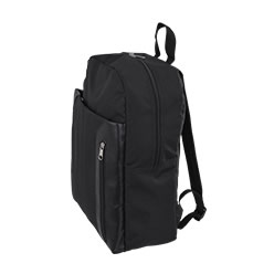 600D padded front pocket with side zip pocket two compartments PVC trim inside padded laptop pocket padded backstrap