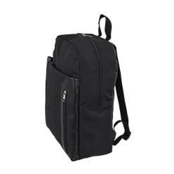 600D padded front pocket with side zip pocket two compartments PVC trim inside padded laptop pocket padded backstrap